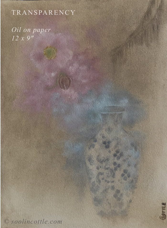 oil painting of a vase and flower